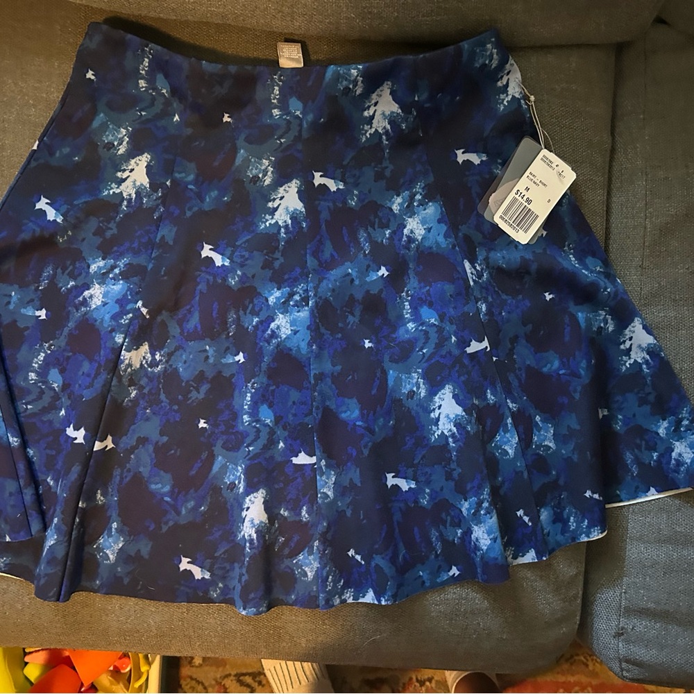 Forever 21 Navy and White Abstract Mini Skirt